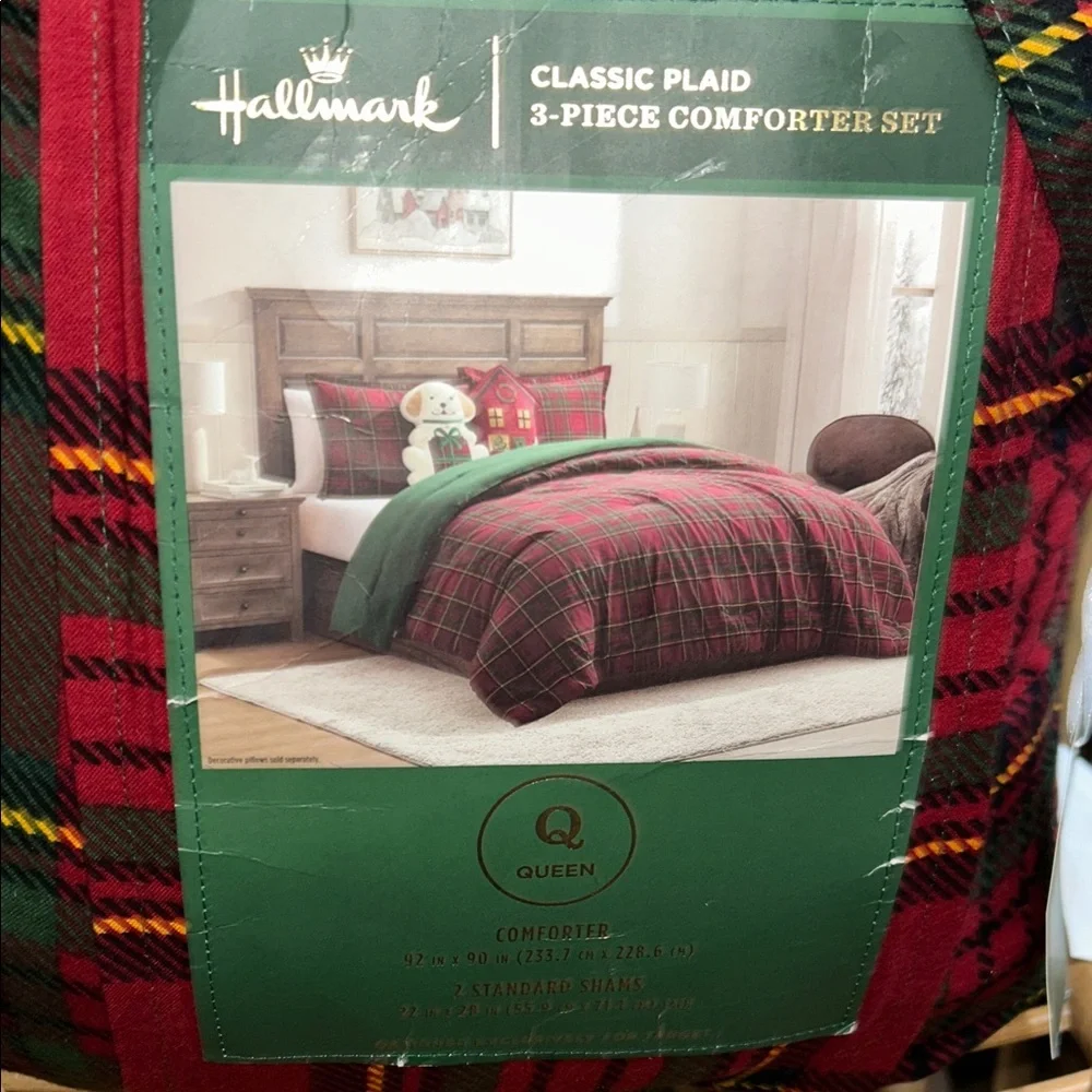 Hallmark Queen Flannel Comforter & Sham Set Red